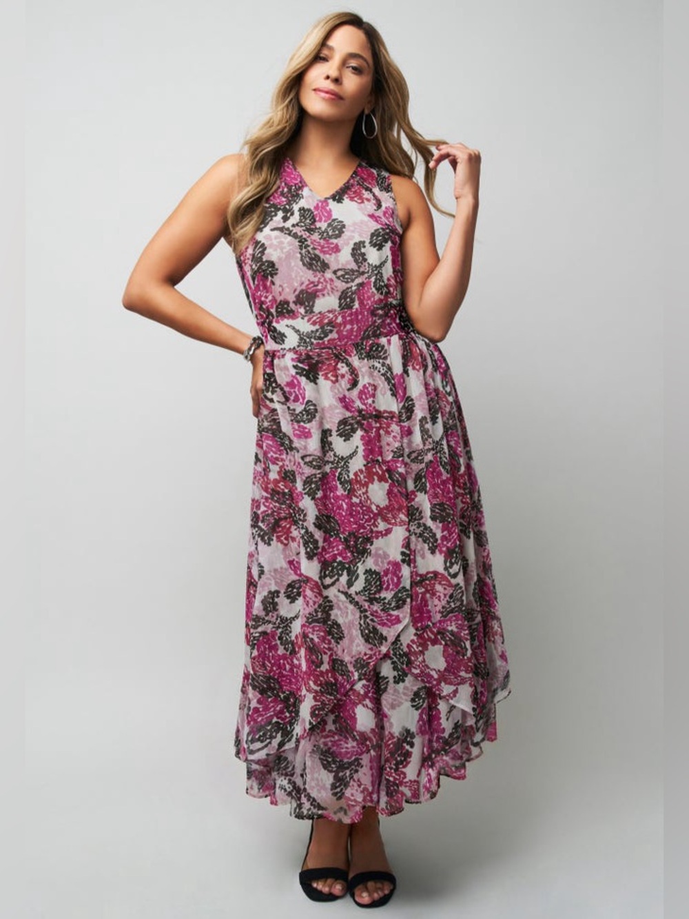 Jessica London Flyaway Maxi Dress Pink Petals Women’s Plus Size 26W NWOT